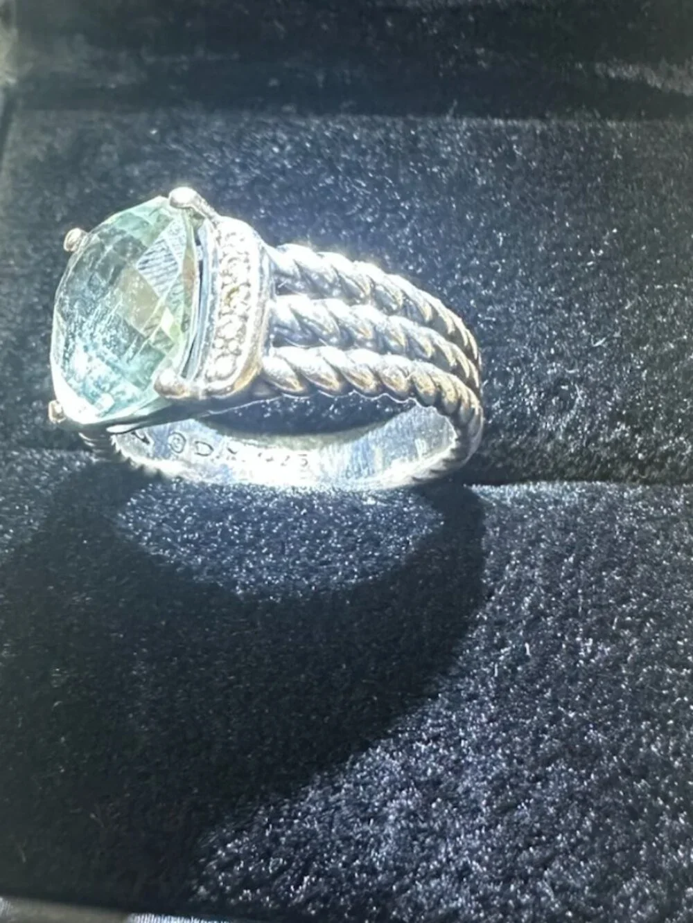 David Yurman Green Amethyst and Diamond Petite Wheaton Ring